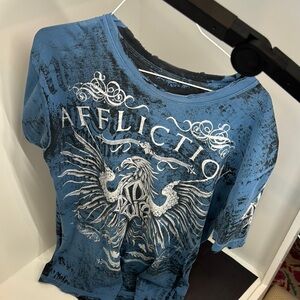 Affliction Blue Graphic Short Sleeve T-Shirt